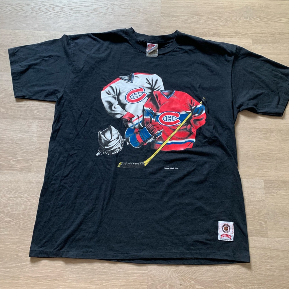 Men's Large Montreal Canadians Black T-Shirt Nutmeg Mills NHL XL